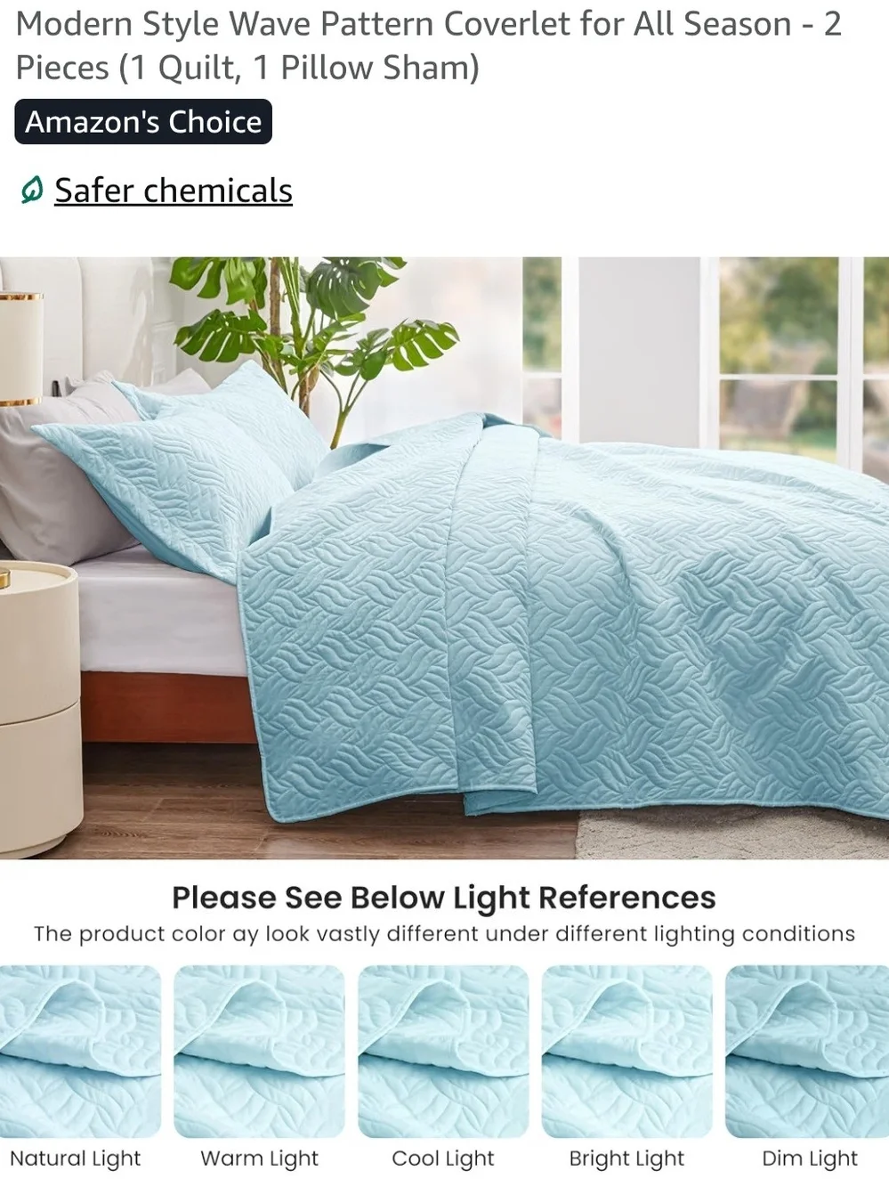 Light Blue Quilted Bedspread Set - Classic Home Bedding